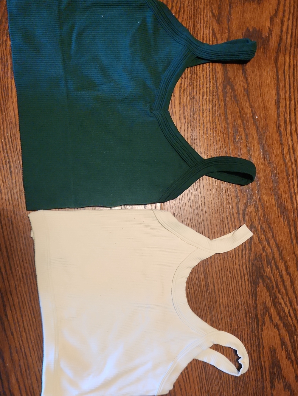 Ribbed Tank Top Duo — Dark Green & Cream